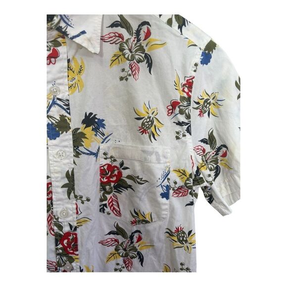 J Crew Men’s  Flex Button Shirt Stretch Floral Palm Trees Vacation Modern Small - Picture 2 of 7